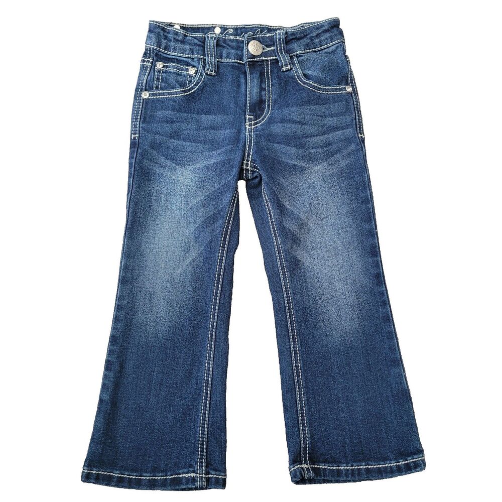 Wired Heart Blue Jeans Rhinestone Girls Size 4 Western Flared Cowboy 94894